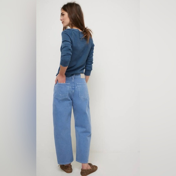 FREE PEOPLE DEEP TRANCE MID-RISE DROPPED BOYFRIEND DENIM, OCEAN, Sz 27  NWT - Picture 4 of 8